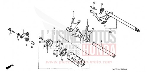 BARILLET DE SELECTION XL650V2 de 2002